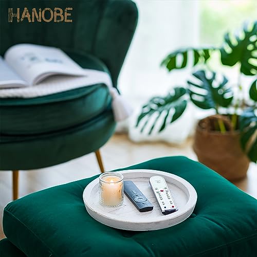 Hanobe Wooden Coffee Table Serving Tray, Farmhouse Candle Holder - color: Rustic White