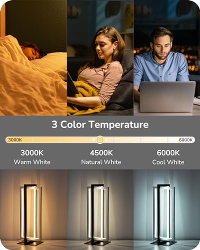 EDISHINE Modern LED Table Lamps, 750LM Dimmable Nightstand Lamp, Silver - color: Silver
