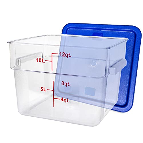 Tiger Chef 12 Quart Commercial Grade Clear Food Storage Square Polycarbonate Containers With Blue Lids 4 Pack - style: 12 Quart