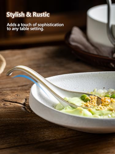 Gomakren Soup Spoons Ramen Spoons Set of 6 with Long Handle, Creamy White - color: Creamy White