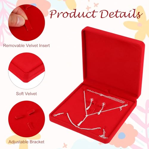 MAQUITA 5 Pcs Velvet Jewelry Set Box Jewelry Display Case Earring Ring Bracelet Necklace Gift Box Pearl Necklace Storage Case for Mother's Day Wedding Travel Anniversary