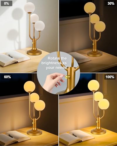 Lightdot Gold Globe Table Lamp for Bedroom Gift G9 Bulbs Included Dimmable - color: 04-Gold-Globe-3U