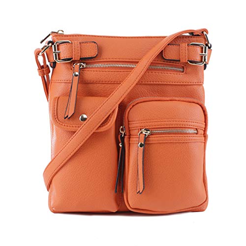 SG SUGU Katie Lightweight Medium Crossbody Bag Shoulder Bag with Multi Pocket for Women - color: Orange