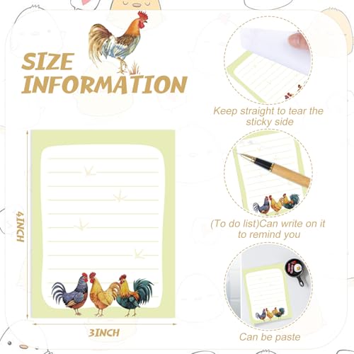 Gilprop 24 Pack Bee Sticky Notes 3x4 Inch, Honeybee Memo Pads, Chicken - style: Chicken