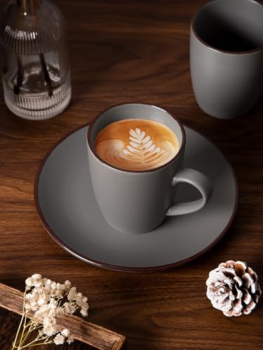 famiware Venus Coffee Mugs Set of 8, 13 oz Ceramic Stoneware Mug Cup Set - color: Dark Gray, size: 8pcs