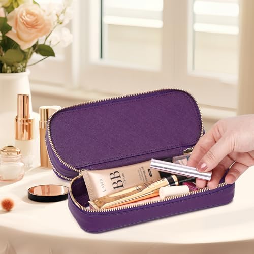 Pinkmik Double Layer Makeup Bag, D.Purple - color: B3/D.Purple, size: 2-Layer SLIM