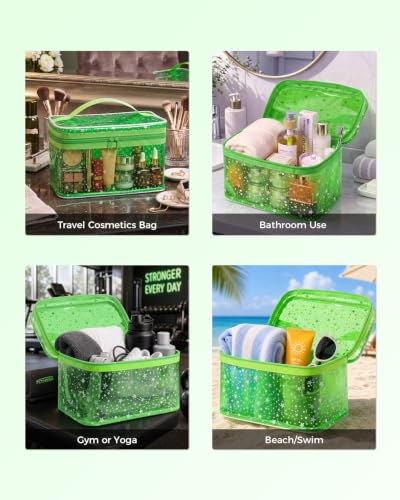 Star Clear Makeup Bag, Waterproof Travel Cosmetic Bag Toiletry bag,Green - color: Green
