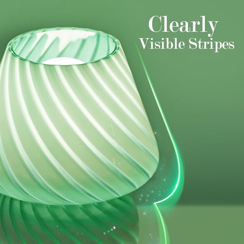 ONEWISH Mushroom Lamp - Small Table Lamp with Striped Glass, Nightstand Lamp for Bedroom, Living Room, Cafe, Office, Bulb Included, for Girls Women Birthday Christmas Thanksgiving, Sage Green - color: Green