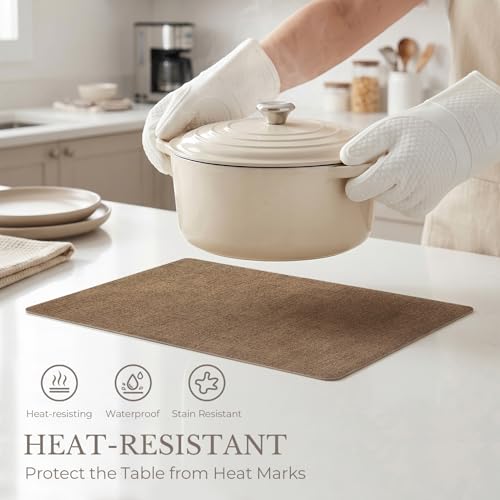 Romanstile Faux Leather Vinyl Placemats Set of 6, Brown - color: Brown