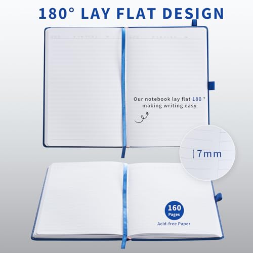 Heture Hardcover Notebooks, A5 Lined Journals Notebook for Writing 160 Pages, 8.2 x 5.5 inch, Blue Colors Classic Ruled Notebooks for College/Work/Travel (Blue, 1 Pack) - color: Blue, size: 1 Pack