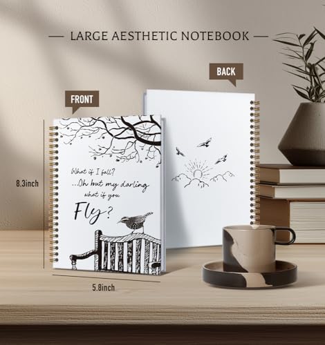 Notebooks Journal For Women-Floral Cute Notebook For Men Friends Gifts On Birthday Christmas Mother's Day,What If I Fall What If You Fly Positive Sign Gold Spiral Bound Hardcover,5.8"x8.3" - color: If you fly