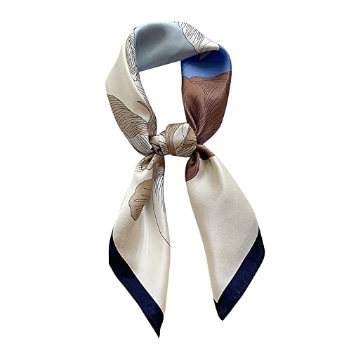 100% Pure Mulberry Silk Scarf 26" Women Square Scarf Head Scarf Neck scarf - color: Blue Flower-2