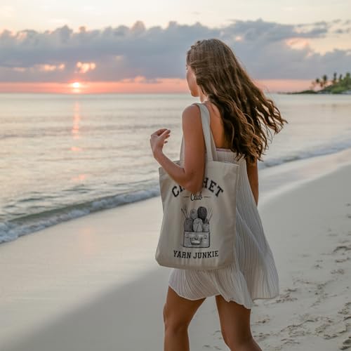 Aesthetic Canvas Tote Bag, Cute Reusable Bags for Women with Inner Pocket - color: Turquoise
