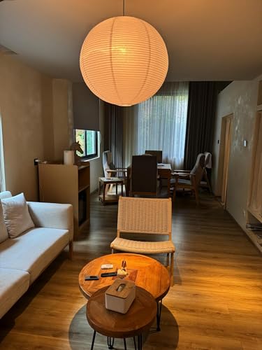 Hytsoeee(21.65Inch) Large Round Paper Lantern Lamp shade,White Rice Paper Lamp Shade,Chinese Foldable Paper Lantern Lampshade for Home Indoor Living room,Bedroom,Ceiling Decor