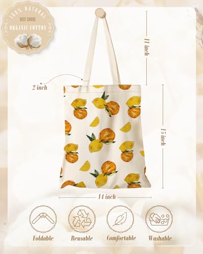 Miss Adola Canvas Tote Bag for Women with Inner Pocket - color: Lemon