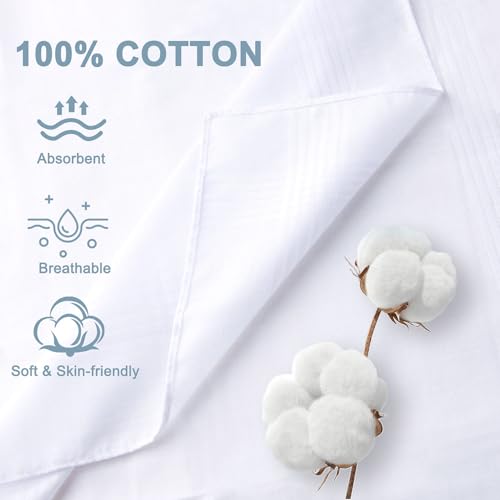 12 Pcs Handkerchiefs for Men, 100% Soft Cotton White Men's Handkerchiefs, Large Classic Hankies for Men