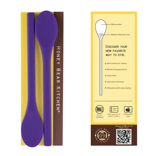 Honey Bear Kitchen Silicone Stirring Spoon (Set of 2, Ultra Violet) for Coffee & Tea - color: Ultra Violet