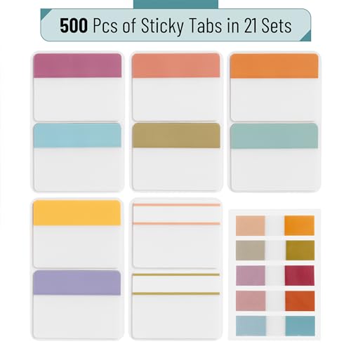 Mr. Pen- Sticky Index Tabs, 500 Pcs, 21 Sets, Vintage - color: Vintage
