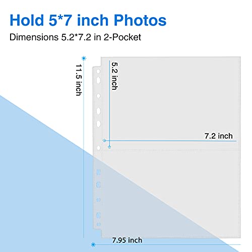 Sooez 30 Pack 5x7 Photo Sleeves for 3 Ring Binder, Hold 120 Pictures - size: 5x7" 2-Pocket