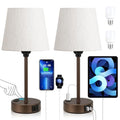 Brown Bedside Lamps Set 2 for Bedroom - Dimmable Touch, USB C+A, AC Outlet - color: Brown