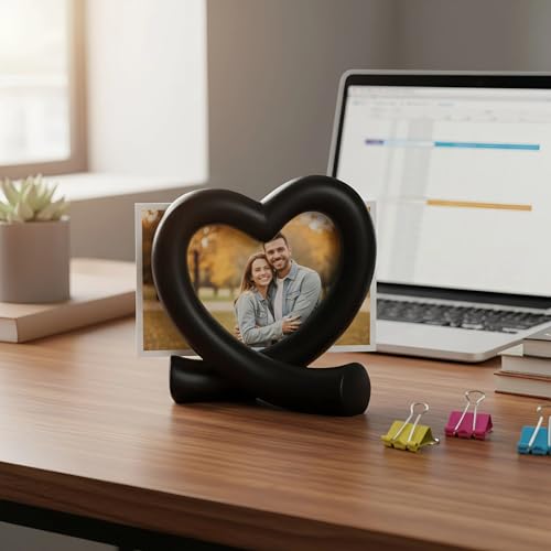 Lescafita Black Heart Decor Sculpture, Love Statue Minimalist Home Decor Accent for Living Room Bedroom Office Desk Shelf Coffee Table, Unique Romantic Gift - color: Black