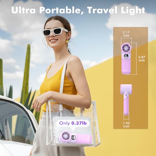AMACOOL Portable Handheld Turbo Fan, Max 20 Hours Runtime, Gifts for Women - color: Purple