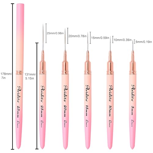 5Pcs Nail Art Brushes Kit, Gradient Pink - color: Gradient Pink