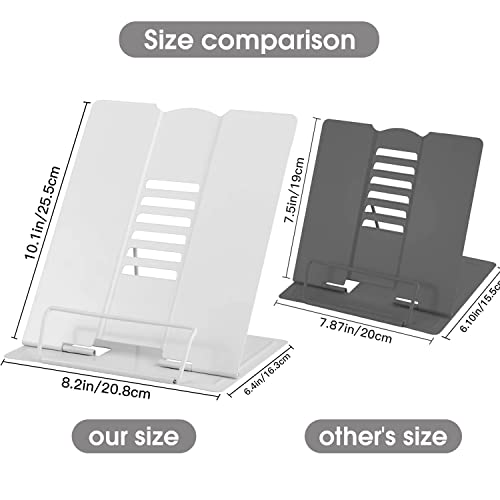 Large Book Stand Metal for Reading, Book Holder Adjustable Cookbook Holder - color: White