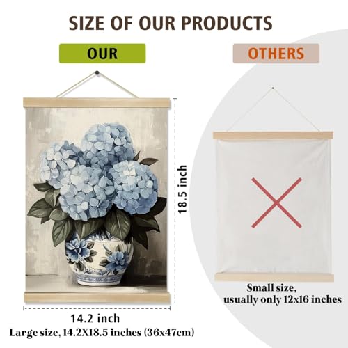 You found a duck Vintage Blue Hydrangea Poster Wall Art Decor,Retro Hydrangea Wall Art,Flower Linen Hanging Poster for Bedroom Living Room Office, Farmhouse18.5X14inch (HD015) - color: HD015