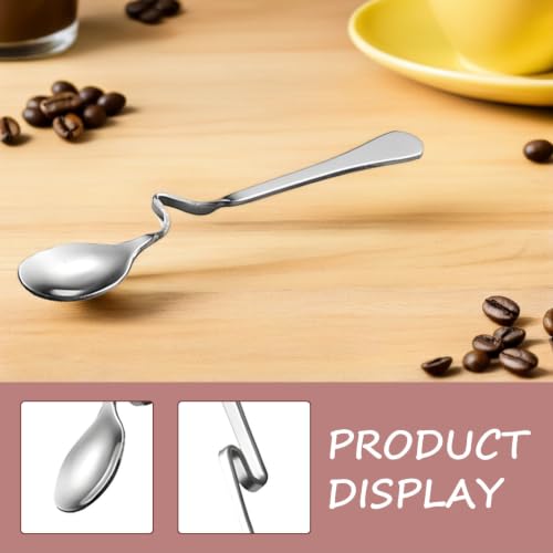 4pcs Stainless Steel Hanging Spoon Set 7.28in Curved Handle Coffee Stirrer Spoons for Tea Honey Jam Dessert Milk Home Kitchen Serving