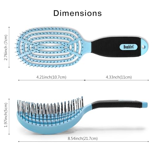 NuWay® DoubleC® Scalp Care Hair Brush – Patented Double Curve Design for Scalp Massage, Vented Blow-Dry Styling, Wet & Dry Hair, All Hair Types (Classic Blue) - color: Classic Blue