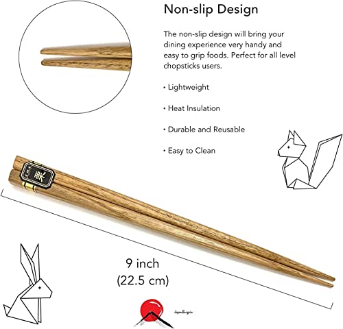 Bamboo Chopsticks Set, Japanese Reusable Wooden Chopsticks with Traditional Pattern Designs, Non Slip Tips Dishwasher Safe Asian Chopsticks for Sushi Ramen Noodles Rice Dining (2, Multicolor) - color: Multicolor