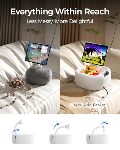 LULULOOK Tablet Pillow Stand for Kindle/iPad, Kindle Holder for Bed, White - color: Cloudy White