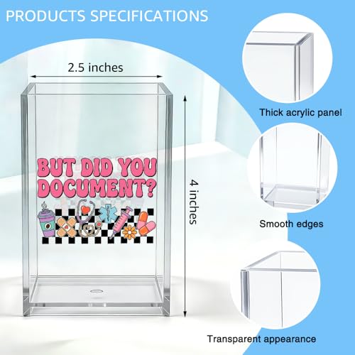 But Did You Document Acrylic Organizer Pencil Pen Holder, Funny Nurse Desk Organizer, Cute Checkerboard Pen Cup for Nurse Nursing Student Medical Worker RN LPN, Nurse Appreciation Week Gifts - color: Clear 5