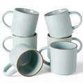 famiware Coffee Mug Set of 6, Star 12 oz Ceramic Mugs Cups Set with Handle - color: Star-Light Blue, size: 6 Count (Pack of 1)