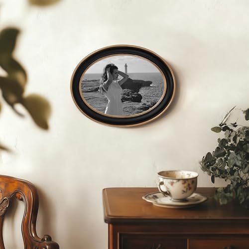 eletecpro 7x5 Oval Picture Frame with Real Glass Cover, Black, 2-Pack - color: Black, size: 7x5 Inches
