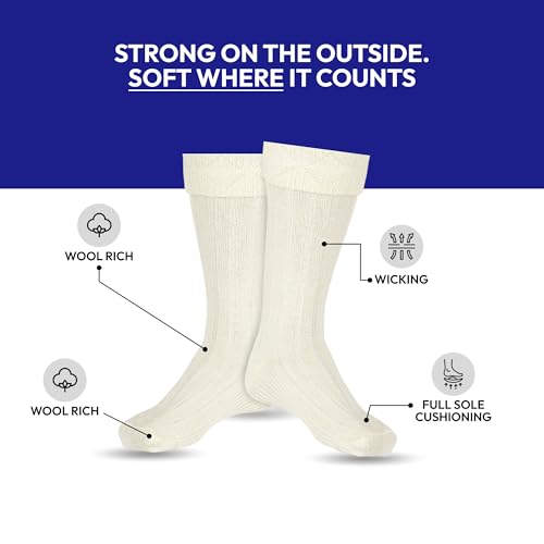 Scottish Bubbles And Square Kilt Hose for Men, Ribbed Socks for USA Shoe Sizes - color: Off-white, size: X-Large