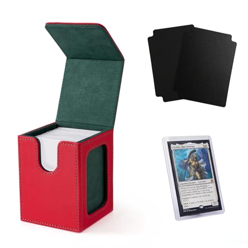 Venssu MTG Deck Box with Commander Display, Fits TCG Cards (Red&Green) - color: Red and Green