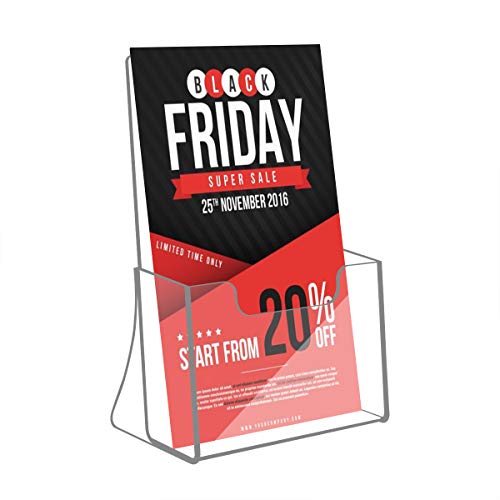 NIUBEE 6 Pack 8.5'' x 5.5'' Acrylic Bi-fold Brochure Holder,Clear Plastic Counter top Flyer Organizers - size: 8.5" x 5.5", style: 6 Pack