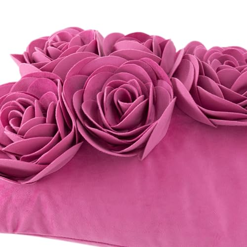 JWH 3D Flower Throw Pillow Cover, Hot Pink, 12x20 Inch - color: Hot Pink