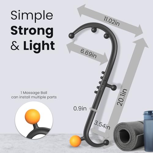 LiBa Trigger Point Massage Tool 11-Node, Collapsible S/C Curve - color: Detachable Black (1 Pack)