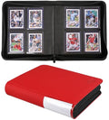 Top Loader Binder, Holds 128 Cards, 4 Pocket Zipper Binder for 3" x 4" Top Loader, Ringless Side-Loading Pages, Collectible Sports & Hard Sleeve Card Album (Red) - color: Red