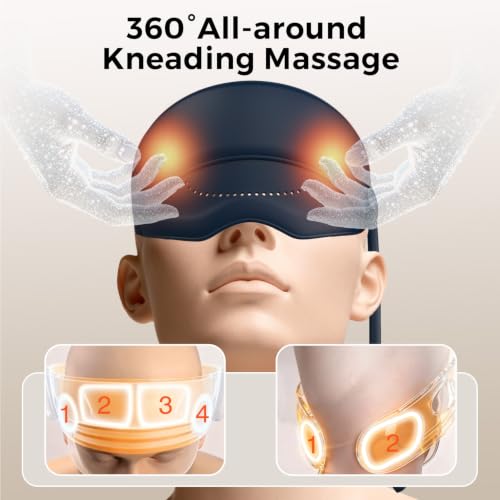 comrelax FSA Eligible HSA Approved Head and Eye Massager with Heat, 2200mAh Rechargeable Electric Scalp and Forehead Massage Tool, 6-Zone Kneading, Adjustable Pressure, Remote Control