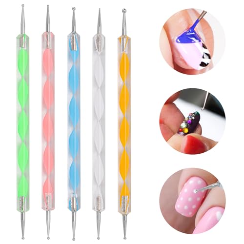 5 Pcs Dotting Pens with 3 Pcs Nail Art Liner Brushes, Nail Art Design Tools