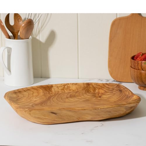 Root Wood Dish, Party Platter and Tray for Sandwich Bread Serving, appetizer display, Vintage ring dish, Hand Carved Artworks (13-15 inch) - color: 13-14in Root Platter