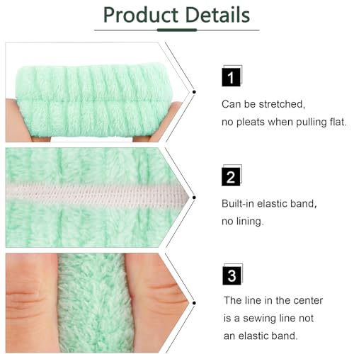 VELSCRUN Spa Headband, Makeup Face Wash Skincare Headbands, 6 Pcs Bright Green Sponge Bow Tie Get Ready HairBand Facial Wristband Set, Stuff for Teen Girls Women Trendy Fashion Hair Accessories - color: Bright Green