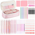 MoKo Pencil Case with Supplies, 49Pcs Aesthetic School Set, Pink - color: Pink-49P