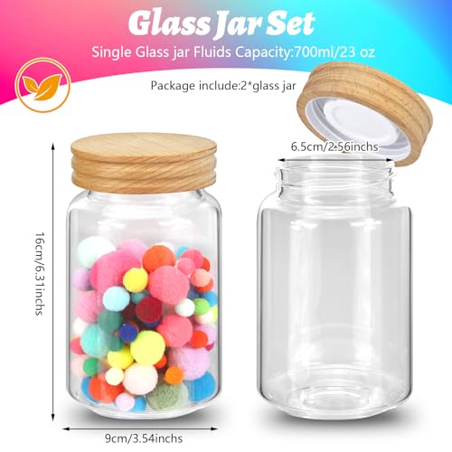 Small Glass Jars with Airtight Lid Seasoning Containers Glass Spice Jar Food Pantry Storage Containers for Kitchen Sugar Tea Coffee Bean Nuts Cookies Herbs Salt (23oz(700ml)*2pack) - color: 23oz(700ml)*2pack