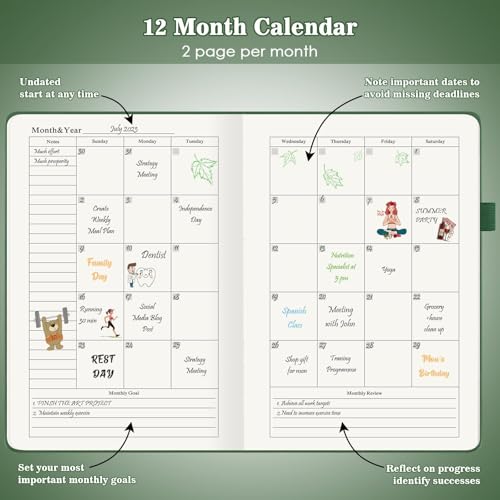 Undated Daily Planner with To Do List, 365 Days Planner for ADHD(A5, Green) - color: Green
