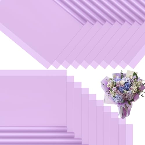 CCIJESW 20 Sheets Flower Bouquet Wrapping Paper Pure Purple - color: 008-Slightly Transparent Purple